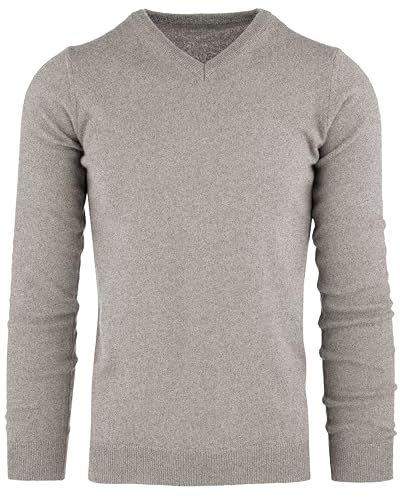 Cashmere Zone - Herren V-Ausschnitt Pullover 30% Kaschmir 70% Wolle Langarm Winterpullover Warm Hergestellt in Italien (XL, Hellgrau) von Cashmere Zone