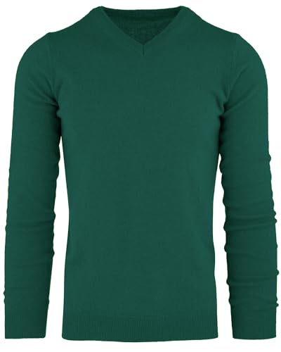 Cashmere Zone - Pullover Herren V-Ausschnitt Winterpullover Langarm Weich und Warm in 5% Kaschmir-Mischung 25% Wolle, 30% Viskose und 40% Polyamid (XXL, Englischgrün) von Cashmere Zone