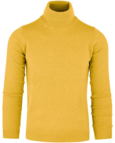 Cashmere Zone Rollkragenpullover Herren 100% reines Kaschmir Made in Italy Langarm Pull Weich Und Warm, (Gelb, XXL) von Cashmere Zone