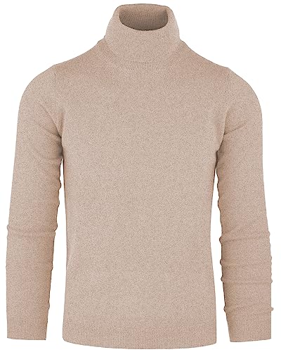Cashmere Zone Rollkragenpullover Herren 100% reines Kaschmir Made in Italy Langarm Pull Weich Und Warm (Beige, L) von Cashmere Zone