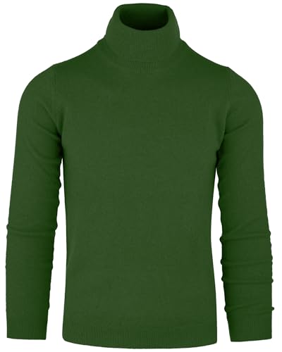 Cashmere Zone – Rollkragenpullover Herren Winter Langarm Warm Weich Kaschmir Wolle Viskose Polyamid Strickpullover (XL, Verde) von Cashmere Zone