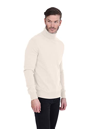 Cashmeren Herren Basic Rollkragenpullover 100% reines Kaschmir Langarm Rollkragenpullover, Elfenbein, XX-Large von Cashmeren