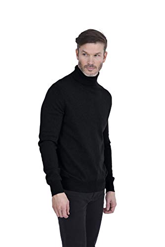 Cashmeren Herren Basic Rollkragenpullover 100% reines Kaschmir Langarm Rollkragenpullover, Schwarz, Groß von Cashmeren