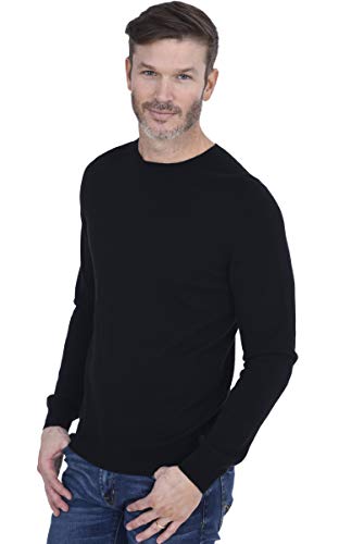 Cashmeren Herren Basic Rundhalsausschnitt Pullover 100% reines Kaschmir Langarm Rundhals Pullover (Schwarz, Medium) von Cashmeren