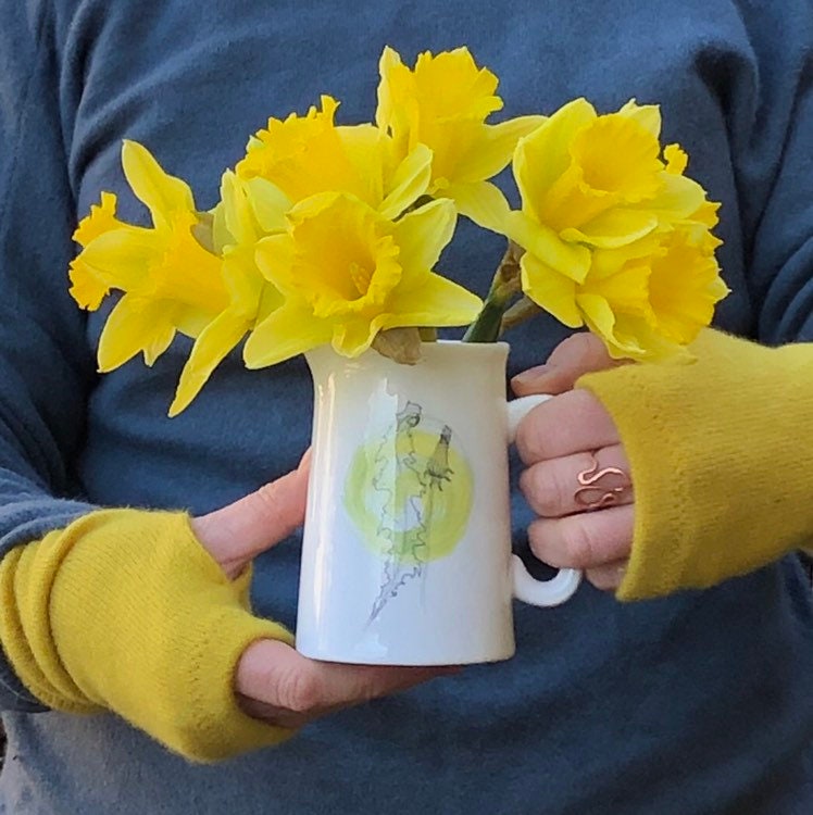 Gelbe Fingerlose Handschuhe Aus 100% Kaschmir Mit Handgenähten Daumenlöchern von CashooCashmere