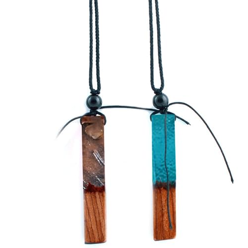 Casiler 2pcs Holzharz Halskette Anhänger Halskette Verstellbare Seilkette Halskette Schmuck Geschenke Für Männer Frauen von Casiler