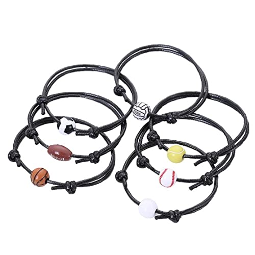 Casiler 7 Stücke Volleyball Seil Armband Einstellbar Gewebt Schmuck Ball Charme Sportler Perlen Armband Für Frauen von Casiler