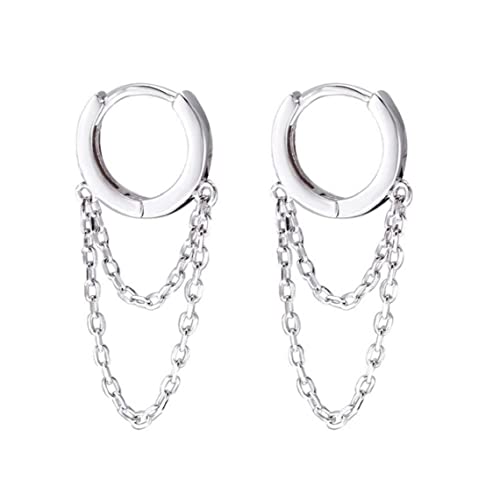 Quaste Kette Drop Baumeln Kleine Reifen Ohrringe Für Frauen Mädchen Männer 925 Sterling Silber Huggie Helix Knorpel Tragus Daith Piercing Manschette Minimalistische Mode Personalisierte Punkschmuck von Casiler