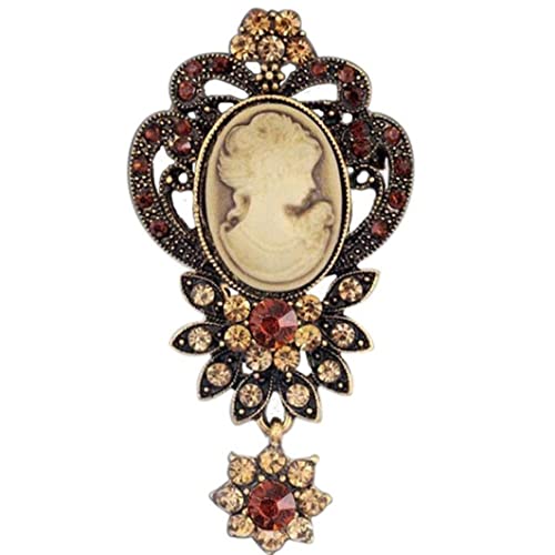 Wassertropfen Vintage Gothic Stil Kopf Statue Cameo Brosche Simulierte Perle Brosche Für Frauen Broschen Pin Schmuck von Casiler