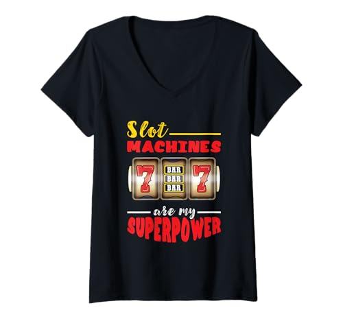 Damen Spielautomat Superpower Lucky 7 Spielautomat Casino Player T-Shirt mit V-Ausschnitt Damen Spielautomat Superpower Lucky 7 Spielautomat Casino Player T-Shirt mit V-Ausschnitt von Casino Slot Machine Player Gambling Poker Slots