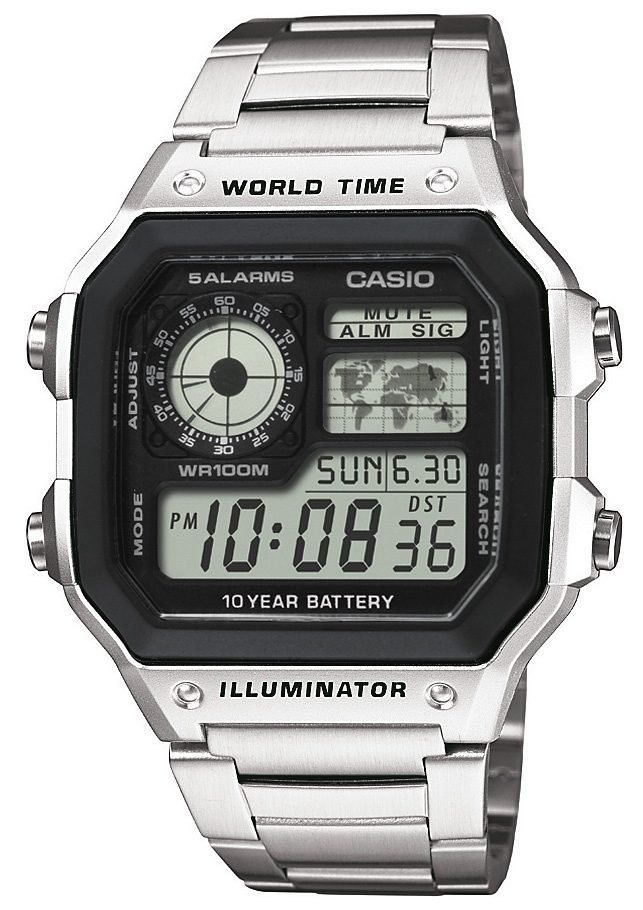 CASIO TIMELESS COLLECTION Chronograph AE-1200WHD-1AVEF, Quarzuhr, Armbanduhr, Herrenuhr, Digitalarmband, Edelstahlarmband von CASIO TIMELESS COLLECTION