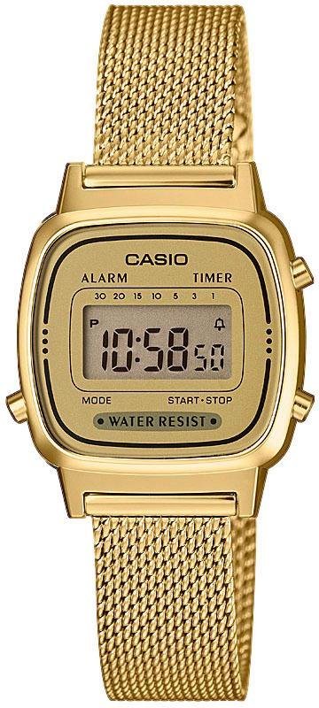 CASIO VINTAGE Chronograph LA670WEMY-9EF, Quarzuhr, Armbanduhr, Damenuhr, Digitaluhr, Datum, Edelstahlarmband von CASIO VINTAGE
