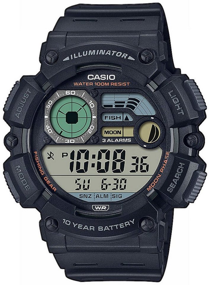 CASIO TIMELESS COLLECTION Chronograph WS-1500H-1AVEF, Quarzuhr, Armbanduhr, Herrenuhr, Digitaluhr, Resinarmband, Mondphase von CASIO TIMELESS COLLECTION