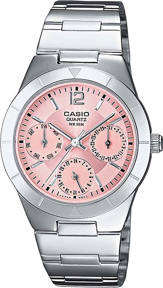 CASIO TIMELESS COLLECTION Multifunktionsuhr LTP-2069D-4AVEG, Quarzuhr, Armbanduhr, Damenuhr, Jugendliche, Datum, Edelstahlarmband von CASIO TIMELESS COLLECTION