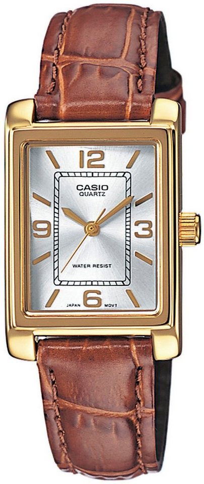 CASIO TIMELESS COLLECTION Quarzuhr LTP-1234PGL-7AEG, Armbanduhr, Damenuhr, analog, Lederarmband von CASIO TIMELESS COLLECTION