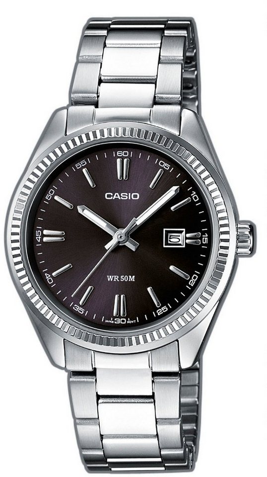 CASIO TIMELESS COLLECTION Quarzuhr LTP-1302PD-1A1VEG, Armbanduhr, Damenuhr, analog, Datum, Edelstahlarmband von CASIO TIMELESS COLLECTION