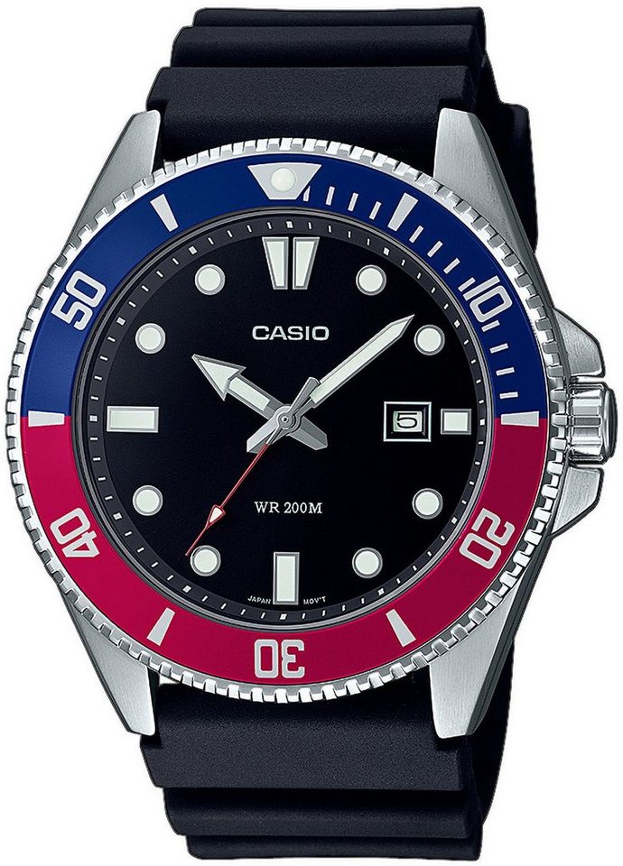 CASIO TIMELESS COLLECTION Quarzuhr MDV-107-1A3VEF, Armbanduhr, Herrenuhr,bis 20 bar wasserdicht, Datum, Resinarmband von CASIO TIMELESS COLLECTION