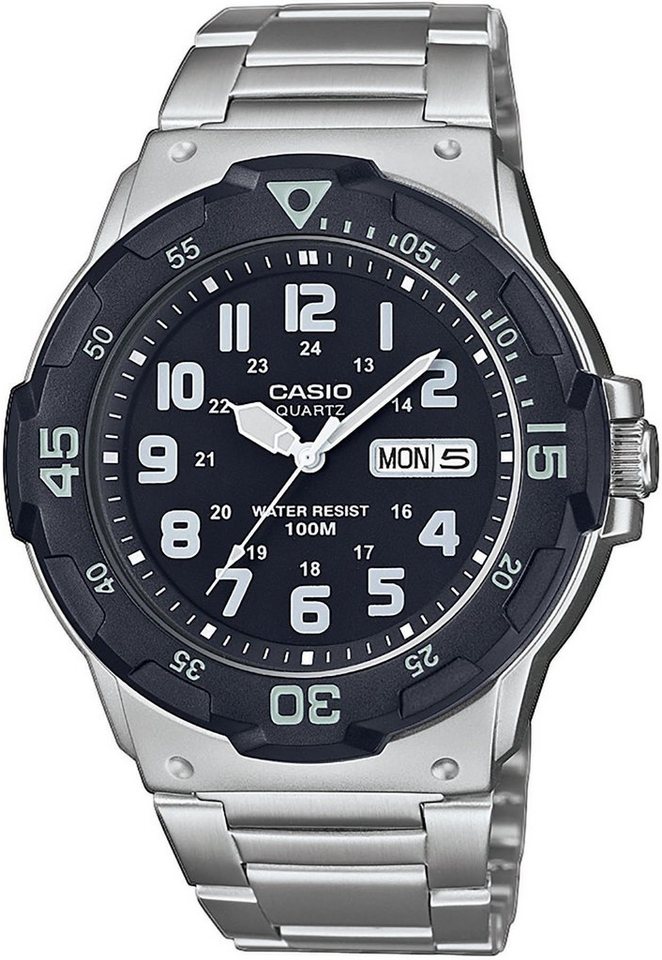 CASIO TIMELESS COLLECTION Quarzuhr MRW-200HD-1BVEF, Armbanduhr, Herrenuhr, Edelstahlarmband, bis 10 bar wasserdicht, Datum von CASIO TIMELESS COLLECTION