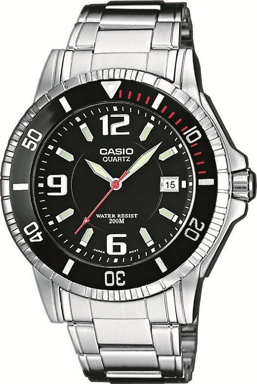 CASIO TIMELESS COLLECTION Quarzuhr MTD-1053D-1AVES, Armbanduhr, Herrenuhr, Datum, bis 20 bar wasserdicht, Edelstahlarmband von CASIO TIMELESS COLLECTION