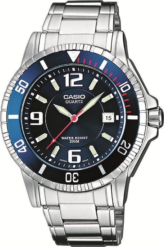 CASIO TIMELESS COLLECTION Quarzuhr MTD-1053D-2AVES, Armbanduhr, Herrenuhr, Datum, bis 20 bar wasserdicht, Edelstahlarmband von CASIO TIMELESS COLLECTION