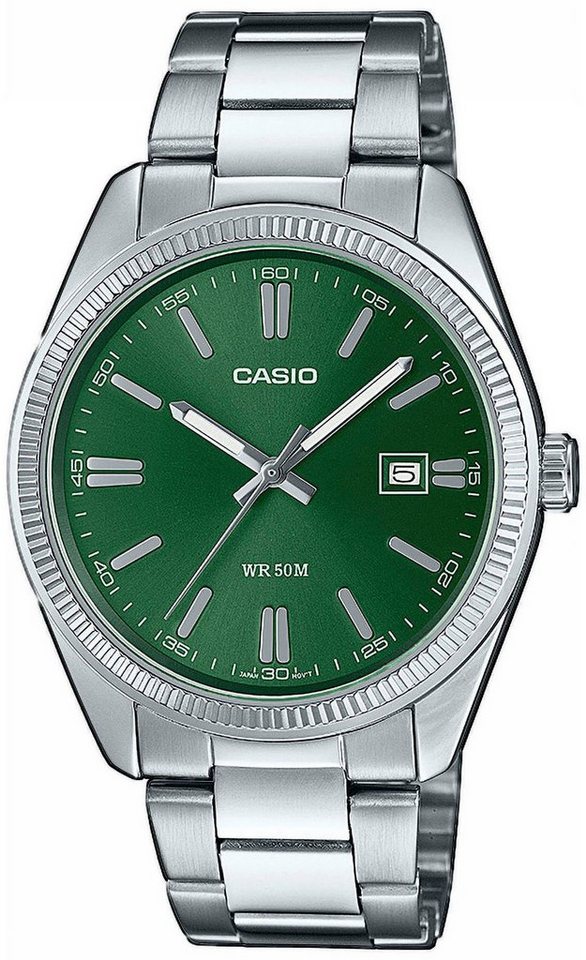 CASIO TIMELESS COLLECTION Quarzuhr MTP-1302PD-3AVEF, Armbanduhr, Herrenuhr, Damenuhr, Datum, Neo-Display, Edelstahlarmband von CASIO TIMELESS COLLECTION