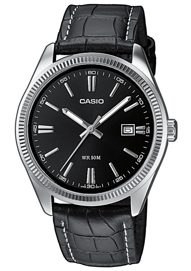 CASIO TIMELESS COLLECTION Quarzuhr MTP-1302PL-1AVEF, Armbanduhr, Herrenuhr, Damenuhr, analog, Datum, Lederarmband von CASIO TIMELESS COLLECTION