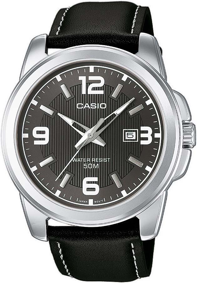 CASIO TIMELESS COLLECTION Quarzuhr MTP-1314PL-8AVEF, Armbanduhr, Herrenuhr, analog, Datum, Lederarmband von CASIO TIMELESS COLLECTION
