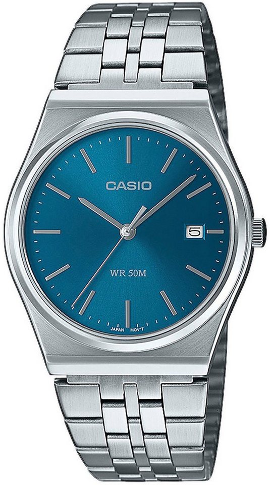 CASIO TIMELESS COLLECTION Quarzuhr MTP-B145D-2A2VEF, Armbanduhr, Herrenuhr, Damenuhr, Jugendliche, Datum, Edelstahlarmband von CASIO TIMELESS COLLECTION