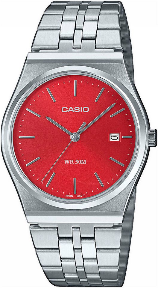 CASIO TIMELESS COLLECTION Quarzuhr MTP-B145D-4A2VEF, Armbanduhr, Herrenuhr, Damenuhr, Jugendliche, Datum, Edelstahlarmband von CASIO TIMELESS COLLECTION
