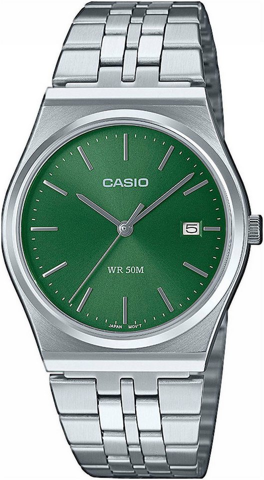 CASIO TIMELESS COLLECTION Quarzuhr MTP-B145D-3AVEF, Armbanduhr, Herrenuhr, Damenuhr, Jugendliche, Datum, Edelstahlarmband von CASIO TIMELESS COLLECTION