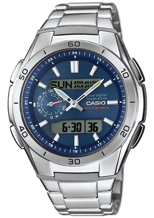 Casio Funk Funkchronograph WVA-M650D-2AER, Solaruhr, Armbanduhr, Digitaluhr,Edelstahlarmband, bis 10 bar wasserd. von Casio Funk