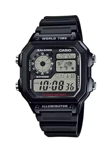 CASIO AE-1200WH-1AVDF SCHWARZ SILIKON ARMBAND DIGITAL QUARD HERREN ARMBAND von Casio