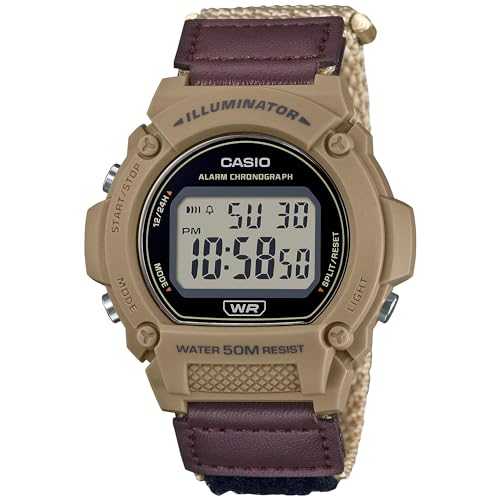 CASIO Collection - W-219HB-5A Armbanduhr Armbandfarbe: Braun LCD-Zifferblatt Schwarz Herren von Casio