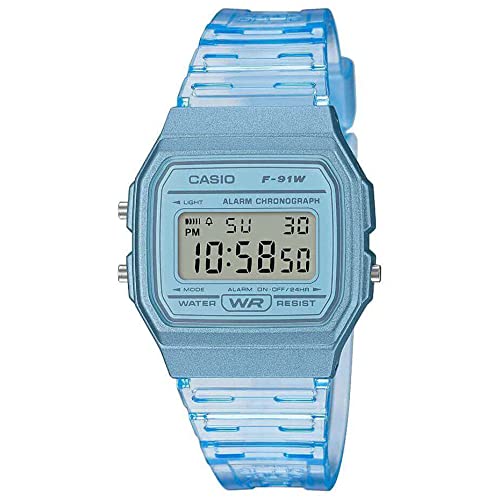 Casio Damen Digital Quarz Uhr mit Resin Armband F-91WS-2EF, Blau von Casio