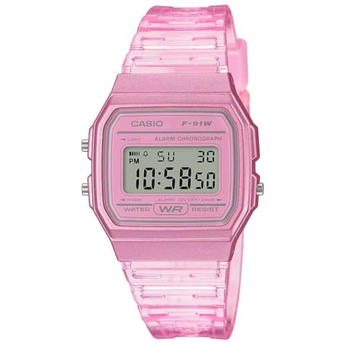 Casio Damen Digital Quarz Uhr mit Resin Armband F-91WS-4EF, Rosa von Casio