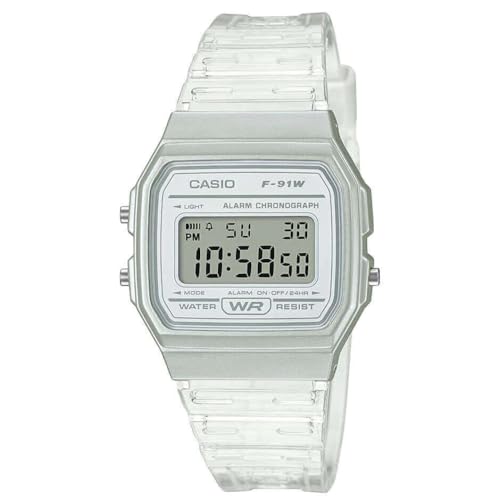Casio Damen Digital Quarz Uhr mit Resin Armband F-91WS-7EF, Transparent von Casio