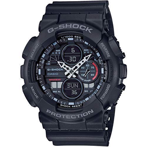 Casio Herren Quartz Armbanduhr, 49.00mm GehäusegröÃŸe mit schwarz analog/digital Zifferblatt und schwarz Rubber Strap Armband GA-140-1A1ER von Casio
