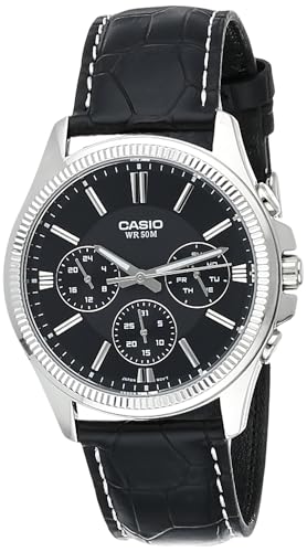 CASIO Herren Analog Quarz Uhr mit Leder Armband MTP-1375L-1 von CASIO