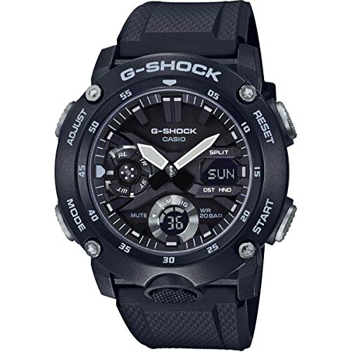 Casio Unisex Quartz Armbanduhr, 49.00mm GehäusegröÃŸe mit schwarz analog/digital Zifferblatt und schwarz Rubber Strap Armband GA-2000S-1AER von Casio