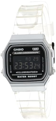 Casio Unisex-Armbanduhr - A168XES-1BDF Schwarzes Zifferblatt, Silbernes Band, Armband, Armband von Casio
