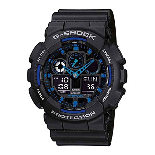 Casio Armbanduhr GA-100-1A2ER (B x H) 51.20 mm x 55 mm Blau, Schwarz Gehäusematerial=Kunstharz Material (Armband)=Kunst von Casio
