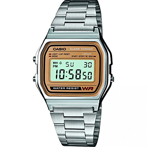 Casio Unisex ErwachseneArmbanduhr Digital Quarz Edelstahl A158WEA-9EF von Casio