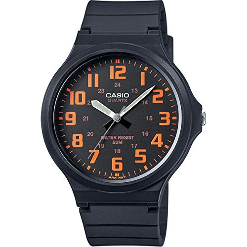 Casio Unisex Quartz Armbanduhr, 42.00mm GehäusegröÃŸe mit schwarz analog Zifferblatt und schwarz Rubber Strap Armband MW-240-4BVEF von Casio
