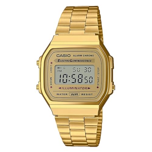 Casio Collection Unisex Retro Armbanduhr A168WG-9EF, Gold/Gold/Grau, Einheitsgröße von Casio
