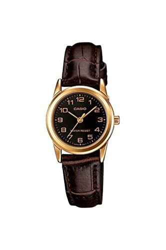 CASIO Damen Analog Quarz Uhr mit Leder Armband LTP-V001GL-1 von CASIO