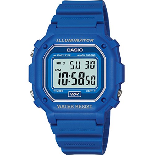 Casio Unisex Quartz Armbanduhr, 42.00mm GehäusegröÃŸe mit LCD digital Zifferblatt und blau Plastic/Resin Strap Armband F-108WH-2AEF von Casio