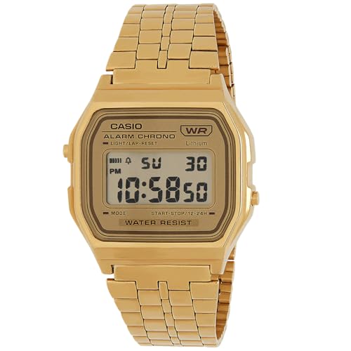 Casio Unisex Quartz Armbanduhr, 37.00mm GehäusegröÃŸe mit Gold digital Zifferblatt und Gold Metallarmband Armband A158WETG-9AEF von Casio