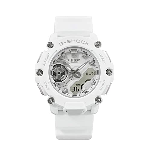 Casio Unisex Quartz Armbanduhr, 46.00mm GehäusegröÃŸe mit weiÃŸ analog Zifferblatt und weiÃŸ Plastic/Resin Bracelet Armband GMA-S2200M-7AER von Casio