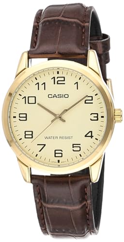 Casio Herren Analog Quart Uhr mit Leder Armband MTP-V001GL-9B von Casio