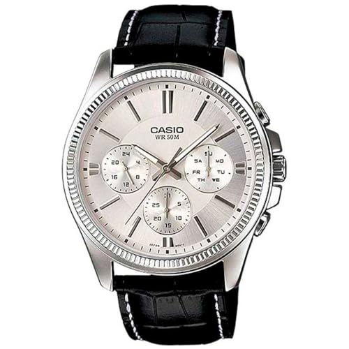 CASIO Herren Analog Quarz Uhr mit Leder Armband MTP-1375L-7 von CASIO